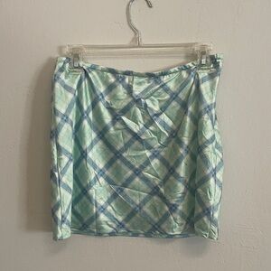 NWT Princess Polly Plaid Mini Skirt in Blue and Green